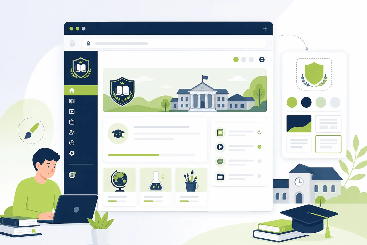 White-label LMS for online schools: brand, subdomain and trust
